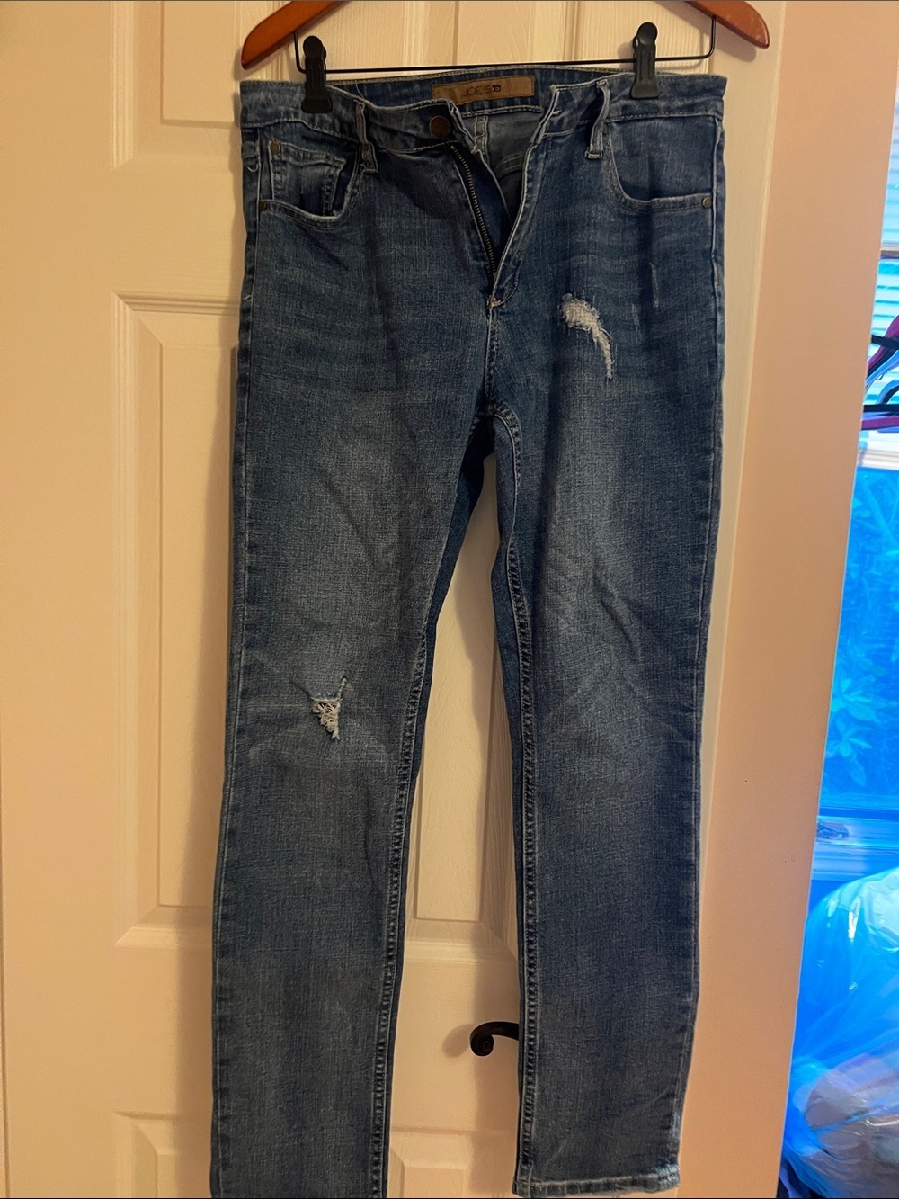 Joe's Jeans Blue Denim Waistband with Leather Logo Patch